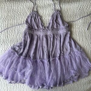 Lilac Spaghetti-Strap Mini Dress